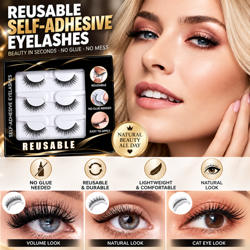 🌺Glue-Free Self-Adhesive Lashes – 3-Second, Natural & Reusable
